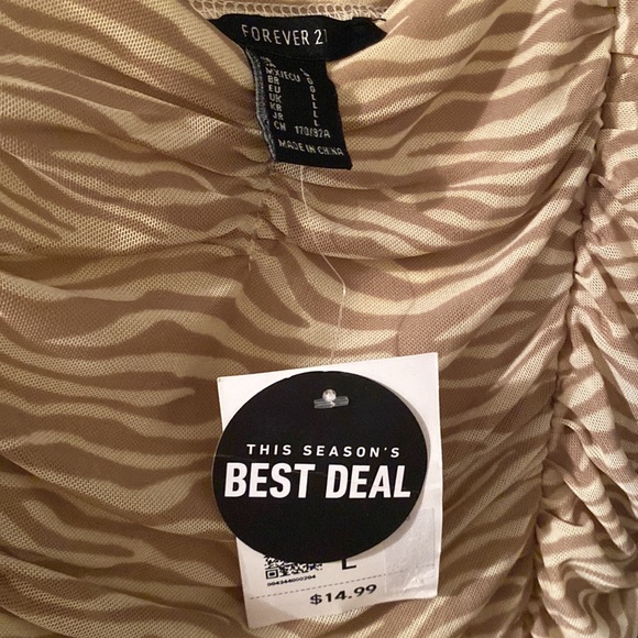 Tan zebra print gotten mini dress. New with tags - Picture 4 of 4